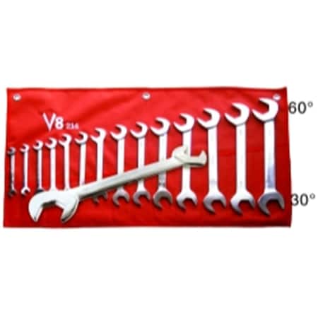 V-8 Tools .38in. - 1-.25in. Angle Head Wrench Set - 14 Pieces V-305727